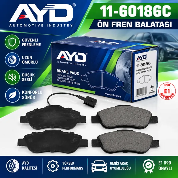 FİAT DOBLO - FİORİNO - PANDA - 500L - PALİO - LİNEA - PUNTO - ÖN FREN BALATASI - AYD 11-60186C Görsel 1