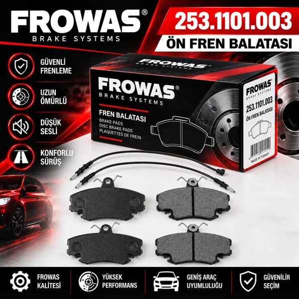 R9 / R11 / R19 / CLİO I / CLİO II / MEGANE I / TWİNGO I / SYMBOL / THALİA / LOGAN ÖN FREN BALATASI - FROW 253.1101.003 Görsel 1