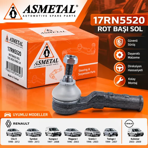 ROT BAŞI SOL CLİO II ( 1998-2012) SYMBOL ( 1999-2013) KANGOO I (1997-2008) MEGANE I ( 1996-2003) ASMETAL 17RN5520 Görsel 1